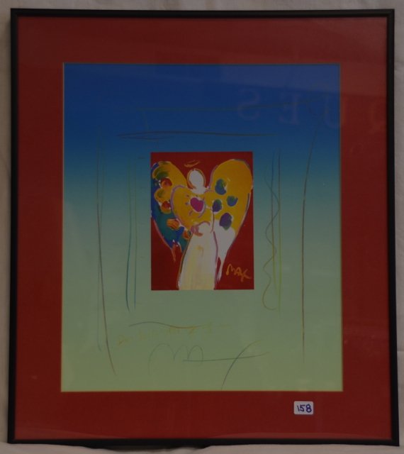 Peter Max: Angel on Red Background. 13" x 11"