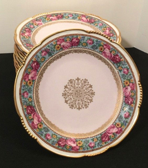 Mitterteich Bavaria Floral  and Gilt Plates (12) (1 of 3)