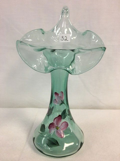 Green Fenton Vase - Hand Painted (1 of 4)