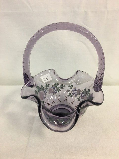 Fenton Amethyst Bride's Basket Hand Painted (1 of 4)