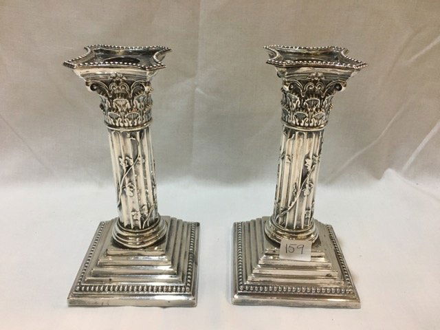 Pair English Sterling Columnar Candlesticks (1 of 7)