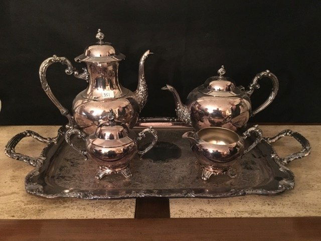 Silver Plated Coffee / Tea Service on Tray (1 of 4)