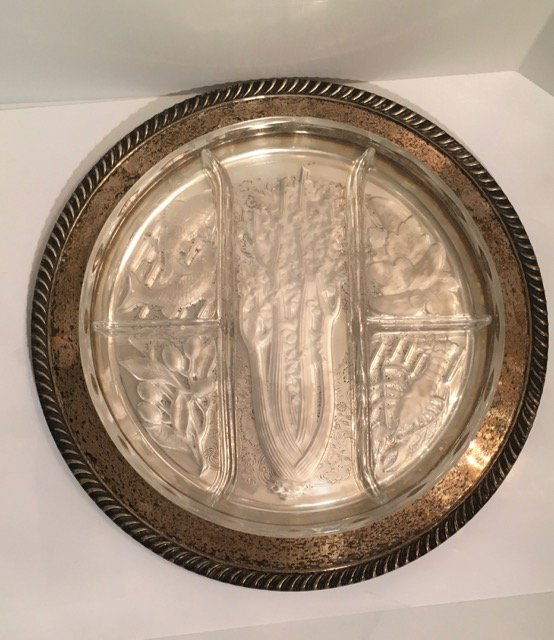 Silver Plated Tray with Glass Crudite Insert (1 of 2)