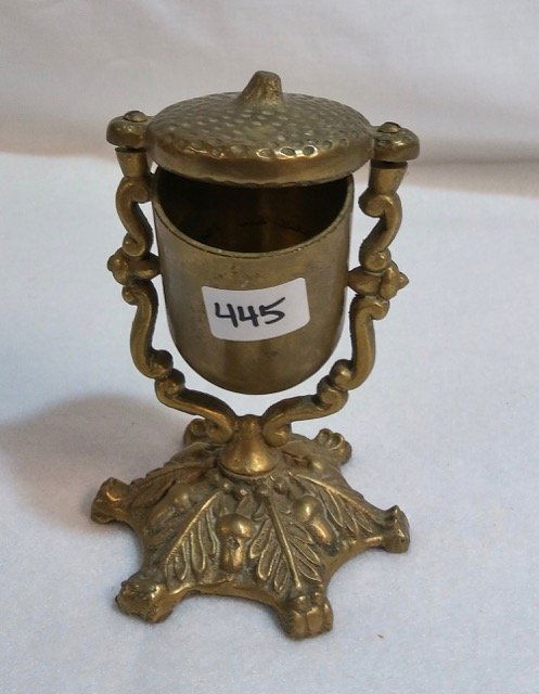 Antique Brass Acorn Match Holder (1 of 2)