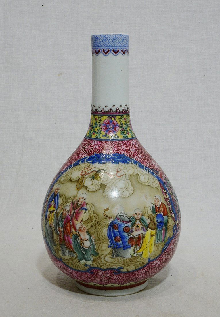 A Famille Rose, Long Neck Vase (1 of 8)