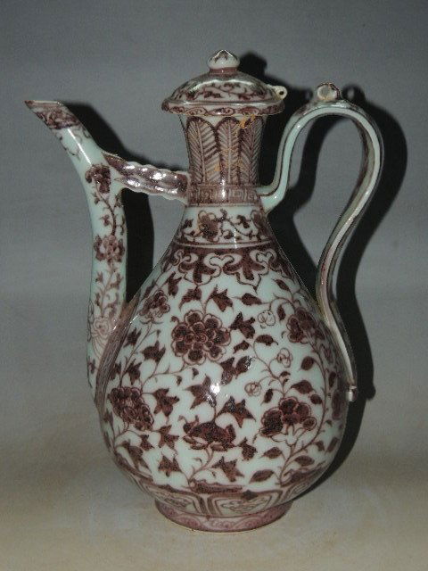 An Underglaze Copper Red Porcelain Teapot (1 of 9)