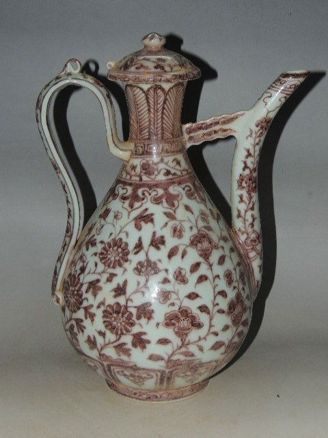 An Underglaze Copper Red Porcelain Teapot (1 of 8)