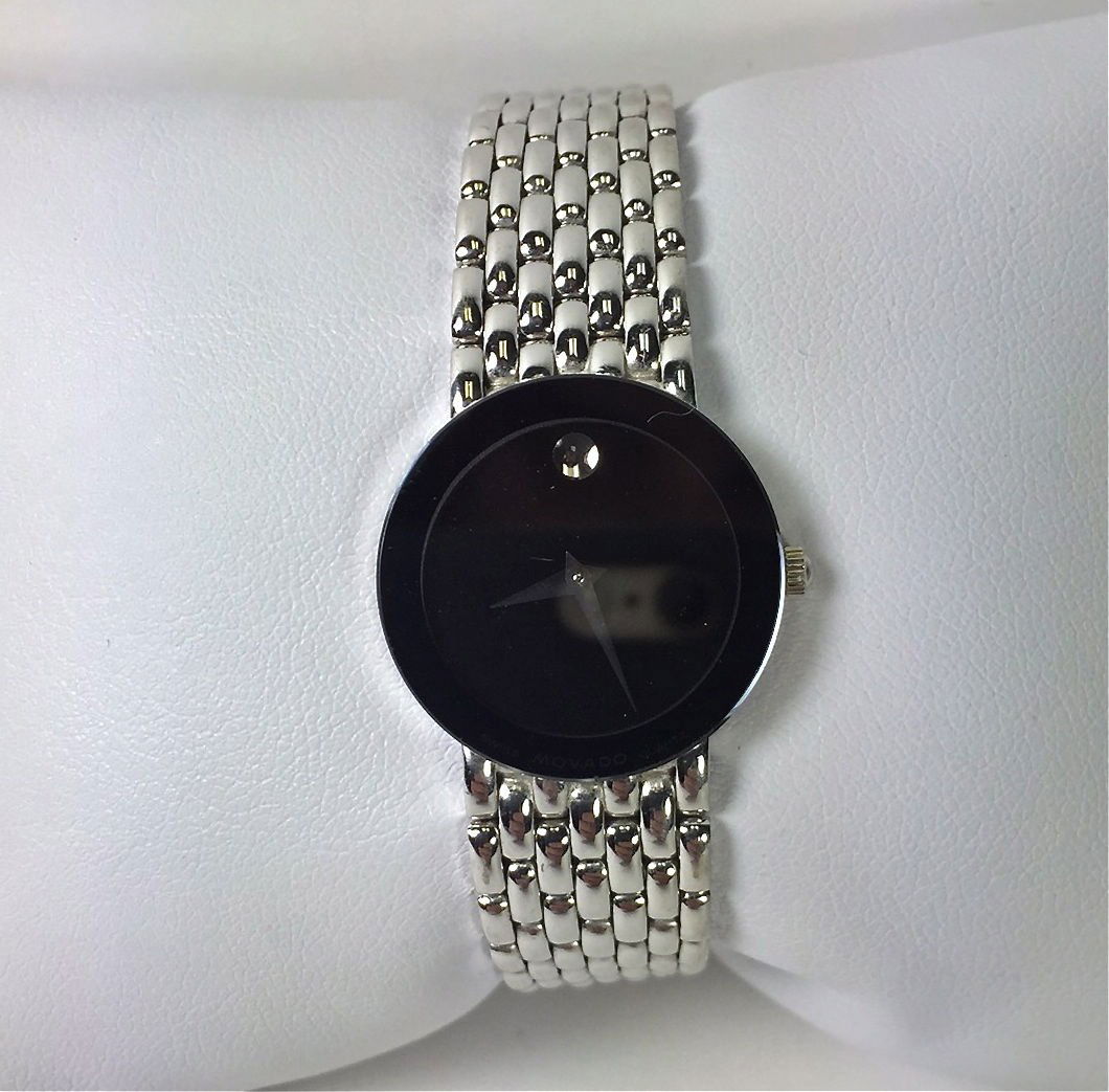 18K White Gold Ladies Movado Museum Watch