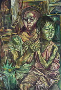 Melvin Culaba, Eye-Con: Melvin Culaba b.1971 Filipino Eye-Con oil on canvas 182 x 122 cm Provenance Private collection, Singapore Estimates (SGD) 6,000 - 8,000 Estimates (USD) 4,740 - 6,310