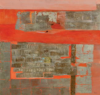 Thomas Yeo (b.1936, Singaporean) Dawn: mixed media collage on board; 77 x 77 cm; signed lower right