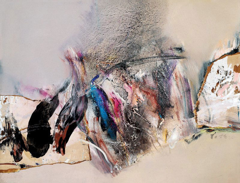 Chuang Che (Zhuang Zhe) (Chinese, b.1934) Abstract: acrylic on canvas, 90 x 115 cm, signed in Chinese and dated '86 lower right