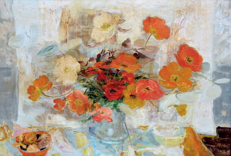 Le Pho (Vietnamese, 1907-2001) Still Life of Flowers: oil on board, 50 x 73 cm, signed in Chinese and English lower right