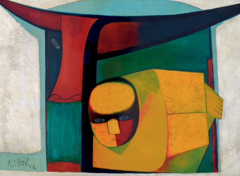 Nguyen Thanh Chuong (Vietnamese, b.1949) Untitled: lacquer on panel, 90 x 120 cm, signed and dated '06 lower left