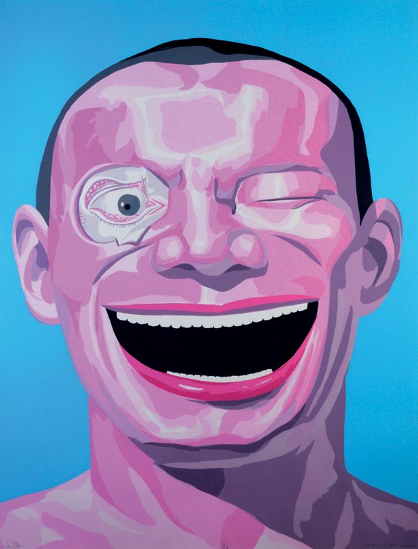 Yue Minjun (Chinese, b.1962) Untitled: silkscreen, 106 x 78 cm, titled, signed, dated 2001 and numbered 23/40 in pencil