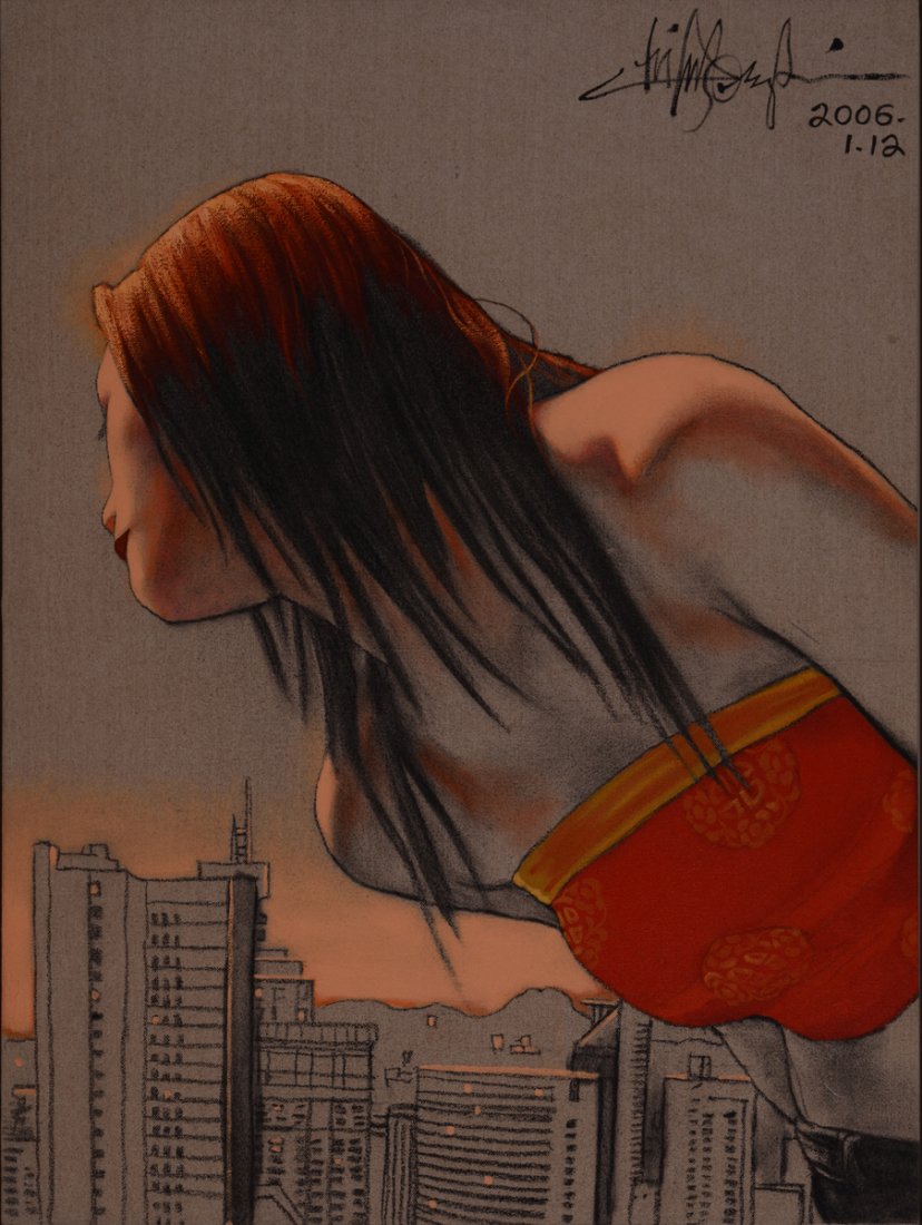 ZHONG BIAO | A Sudden Glance: oil on canvas | 95 x 129 cm | signed and dated 2006.1.12 upper right