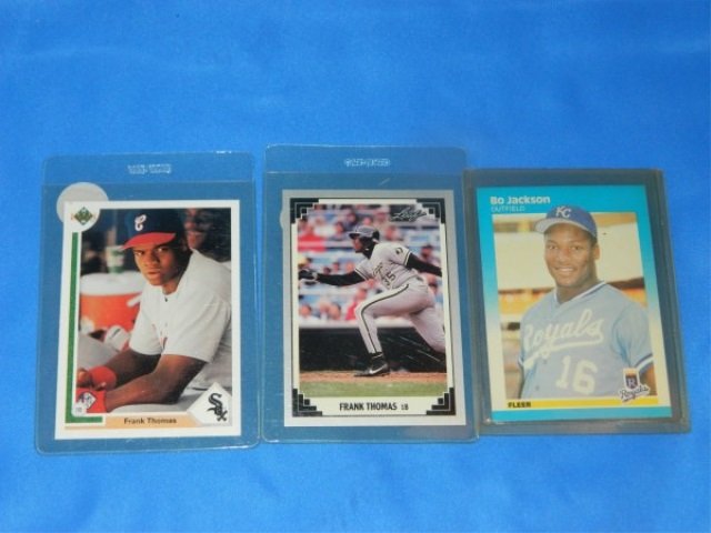 Lot of 3 Cards: 1991 UD & 1991 Leaf Frank Thomas & 1987 Fleer Bo Jackson RC