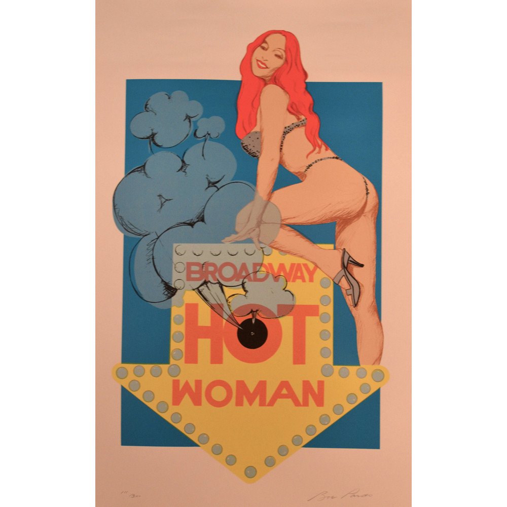 Limited Edition "Hot Woman" Serigraph by Bob Pardo: Artist: Bob Pardo, American Title: Hot Woman Year: Circa 1980 Medium: Serigraph, signed and numbered in pencil Edition: 300 Size: 38 in. x 23.5 in. (96.52 cm x 59.69 cm) All items within this auction