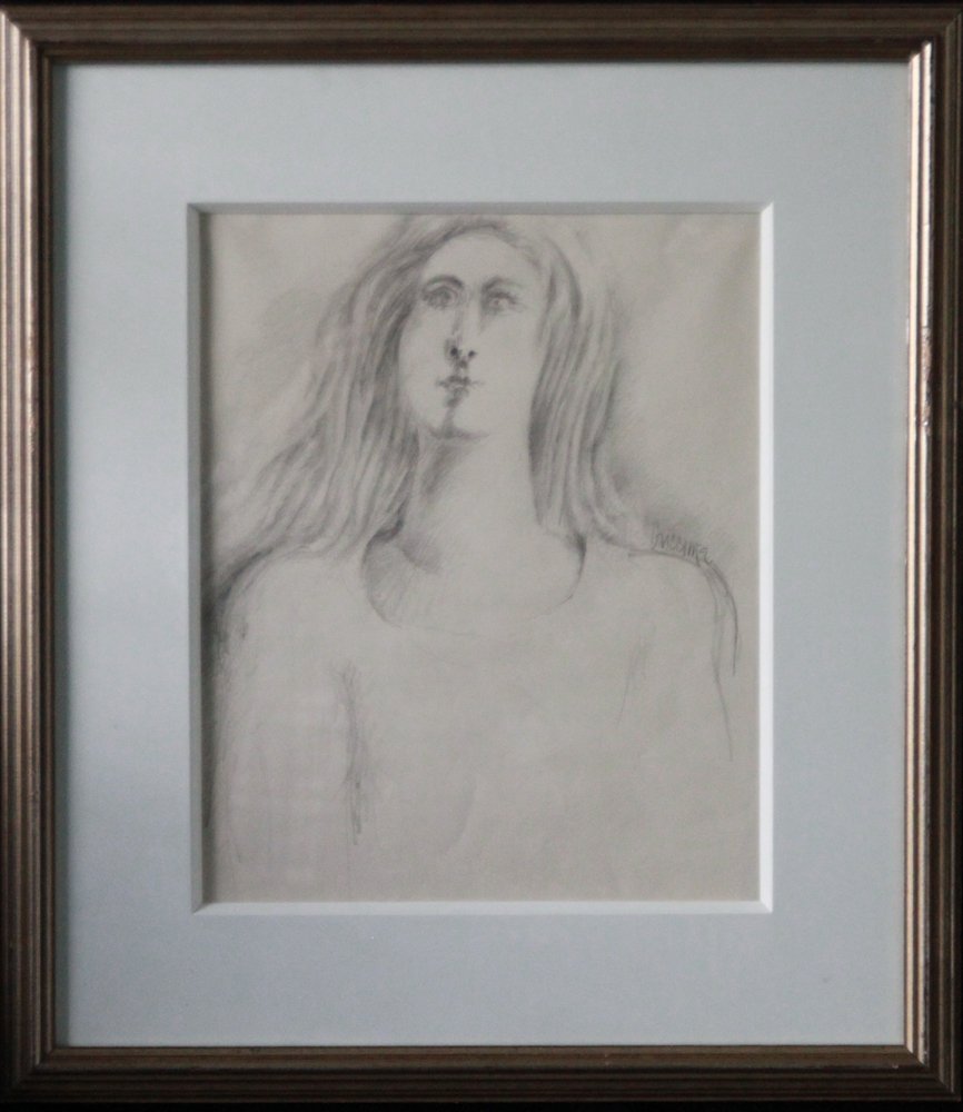 "Girlfriend" SKETCH ca. 1960s BOB GUCCIONE: "Girlfriend" Sketch ca. 1960s. Pencil on Paper. Framed, wood. White Mat-board. Full Framed Measures 22.5in x 25.5in. Signed, "Guccione" by Bob Guccione. All items within this auction are original and