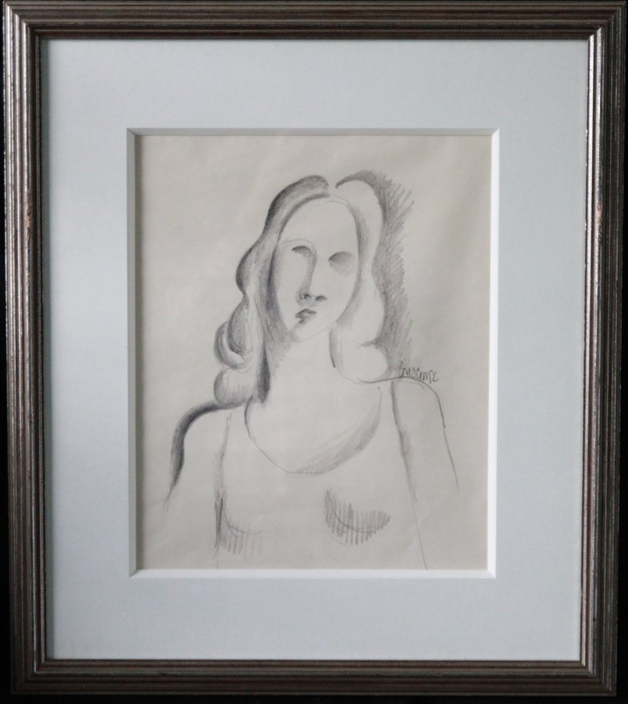 "Ladylike" SKETCH ca. 1960s BOB GUCCIONE: "Ladylike" Sketch ca. 1960s. Pencil on Paper. Framed, wood. White Mat-board. Full Framed Measures 22.5in x 25.5in. Signed, "Guccione" by Bob Guccione. All items within this auction are original and co