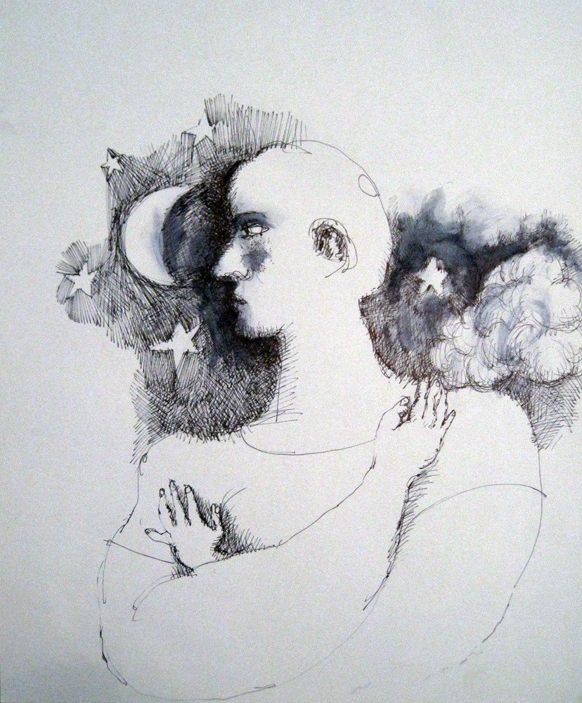 Original "Portrait 35" Sketch by Bob Guccione: Original "Portrait 35" Sketch by Bob Guccione. Pen & paint on paper. Unsigned. Measures 14" x 17". Pre-1975. All items within this auction are original and come directly from the Filthy Gorgeous Media