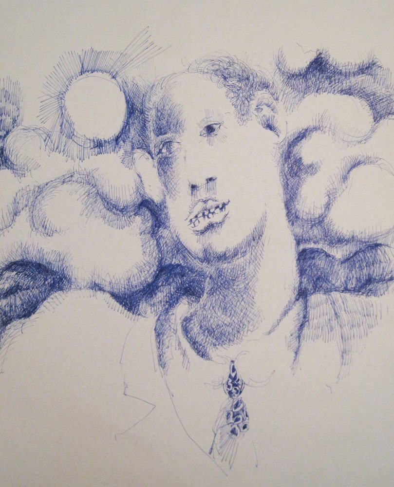 Original "Portrait 37" Sketch by Bob Guccione: Original "Portrait 37" Sketch by Bob Guccione. Pen on paper. Unsigned. Measures 14" x 17". Pre-1975. All items within this auction are original and come directly from the Filthy Gorgeous Media archive