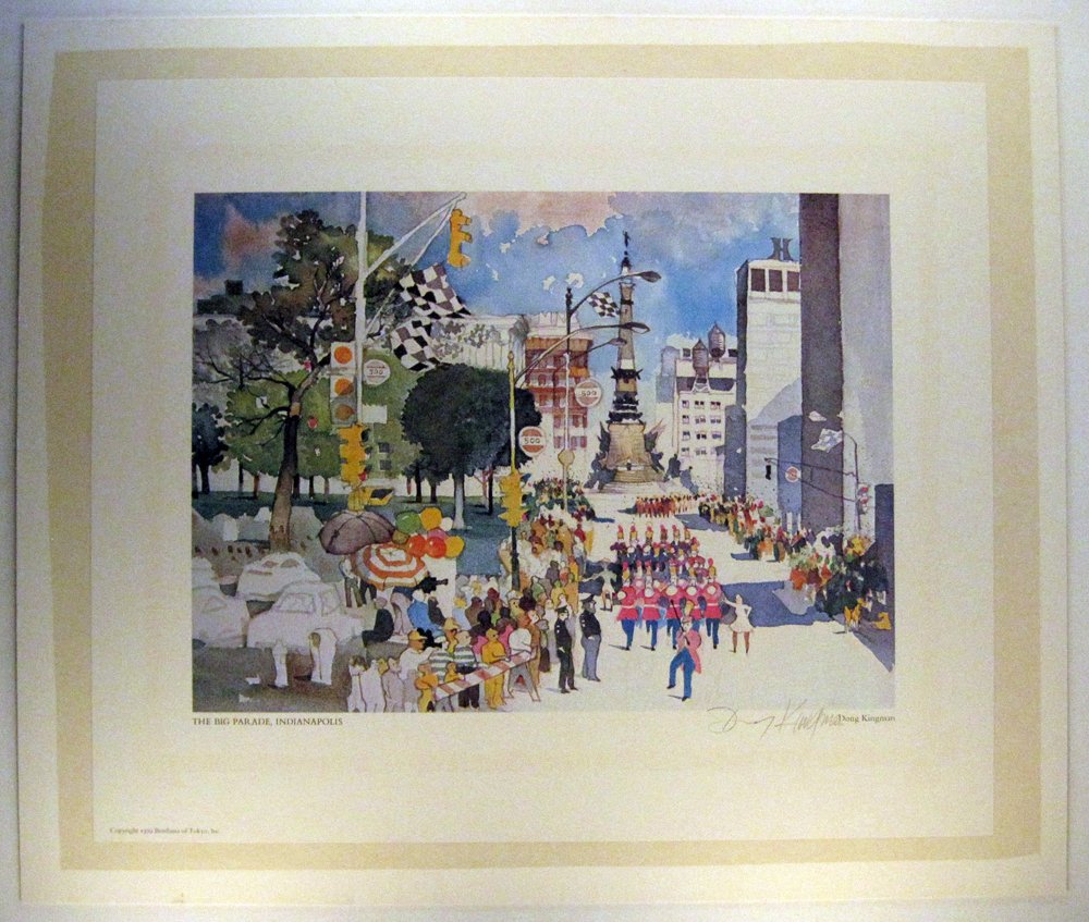 Signed & Matted Dong Kingman Print 14 x 16 3/4: Dong Kingman "The Big Parade, Indianapolis" 1979 Print/Reproduction Full Matted: 19.5 x 16 in. Signed Dong Kingman (Chinese: 曾景文, 31 March 1911 – 12 May 2000) was a Chinese Amer