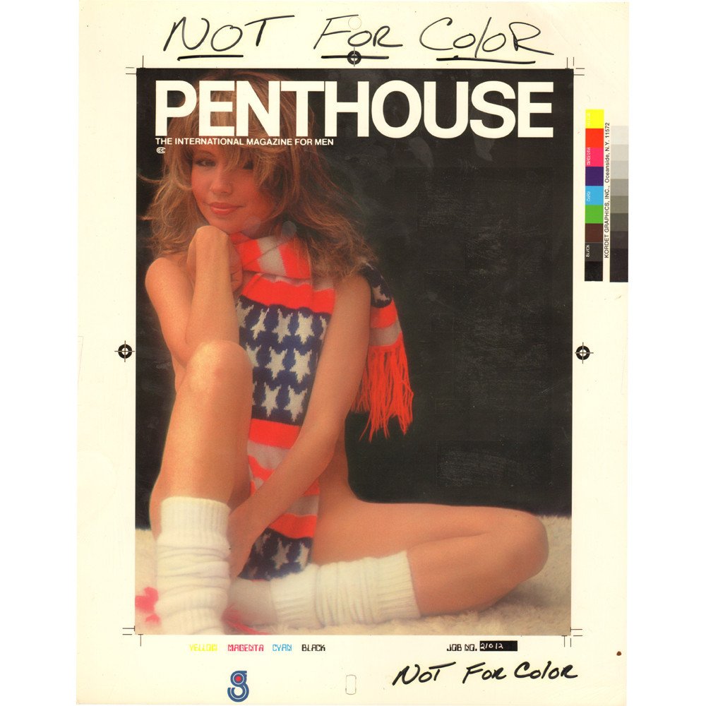 Pia Zadora Penthouse Mag Oct 1983 Cover Draft 11x14: This is not a reprint or reproduction. Pia Zadora was photographed by Bob Guccione and used for the cover of the October 1983 Penthouse Cover. The cover draft measures 11 by 14 inches. All items withi