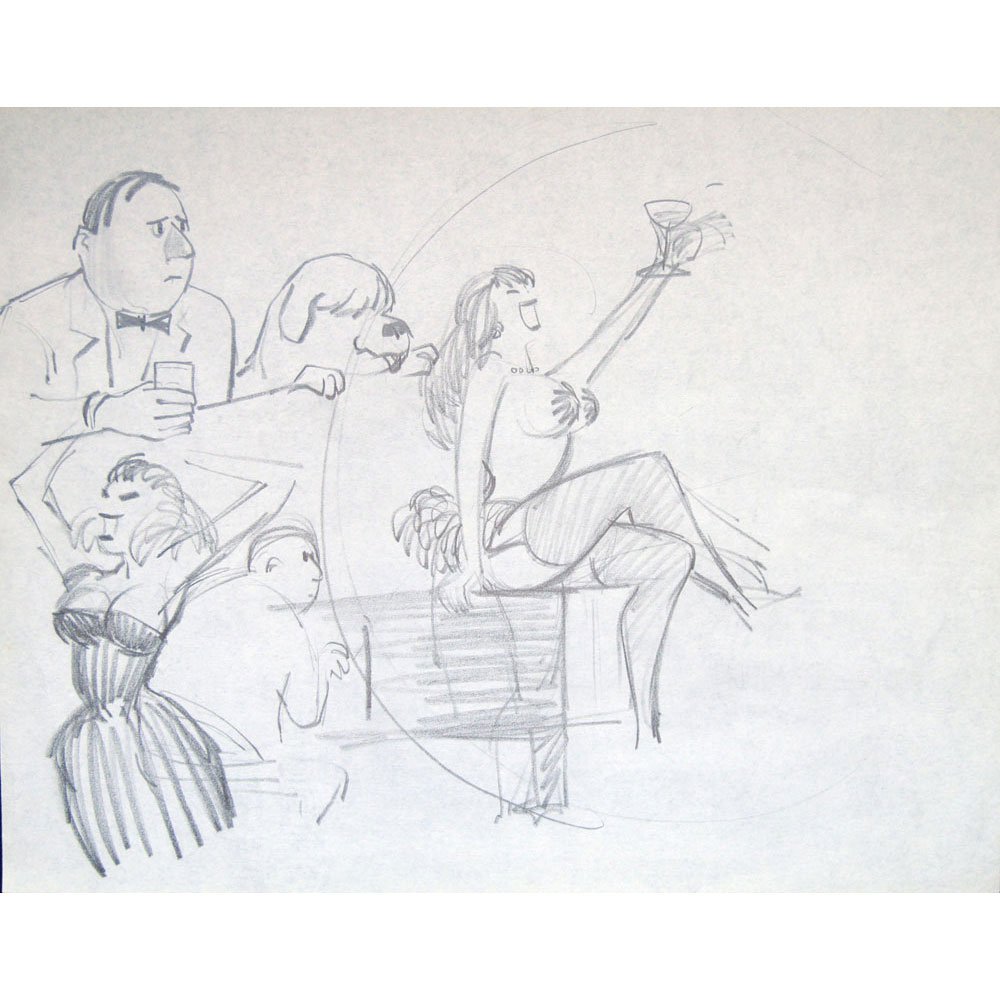 Orig Bob Guccione 11x14 Double Sided Sketch "Cheers": This is an original double sided pencil sketch done by Bob Guccione, "Cheers" measuring 11 by 14 inches. Artist: