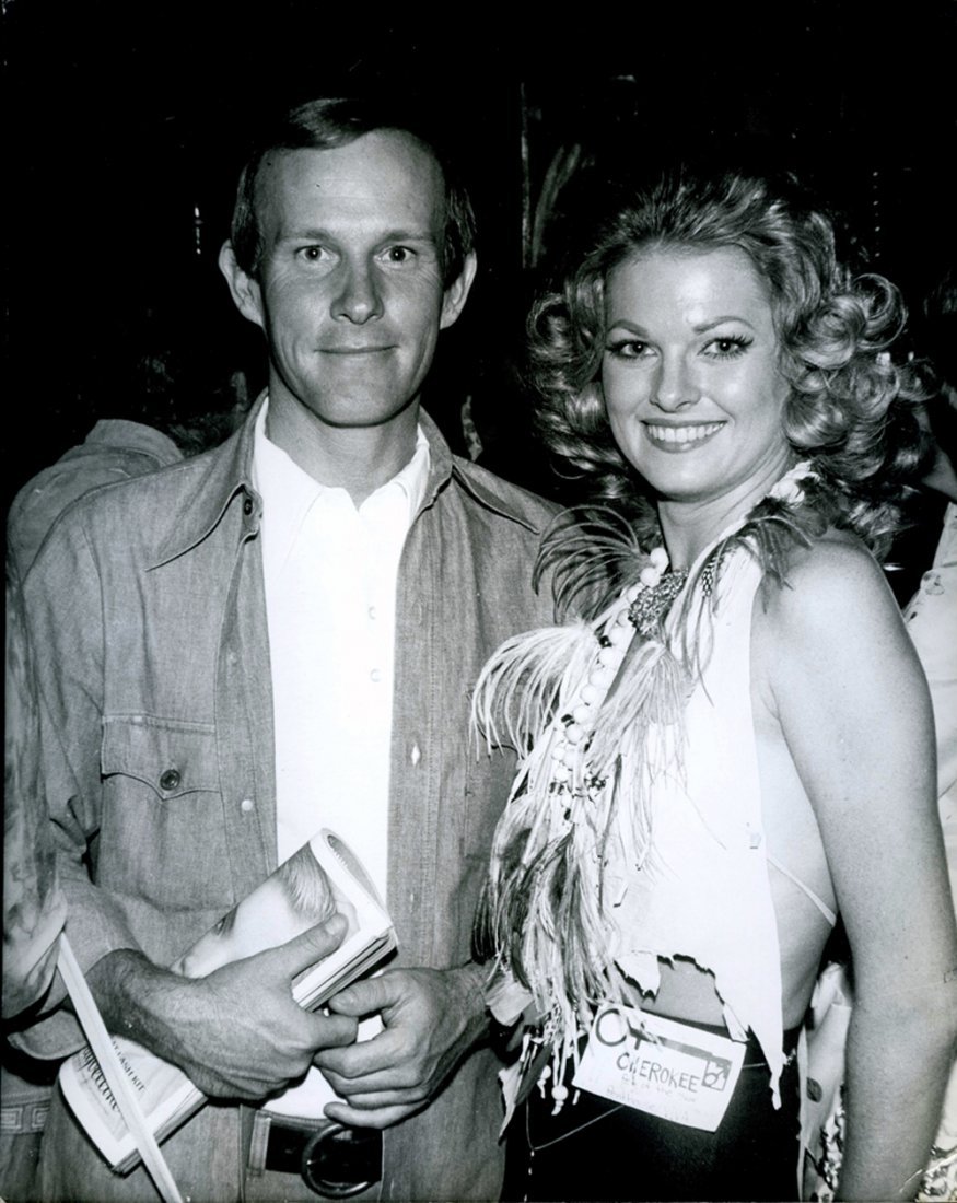 Tommy Smothers w/ Patricia Barrett 1973 B&W 8x10 Photo: This is an original black and white photo of Penthouse Pet Patricia "Cherokee" Barett with comedian Tommy Smothers taken by Peter C. Borsari ca 1973.