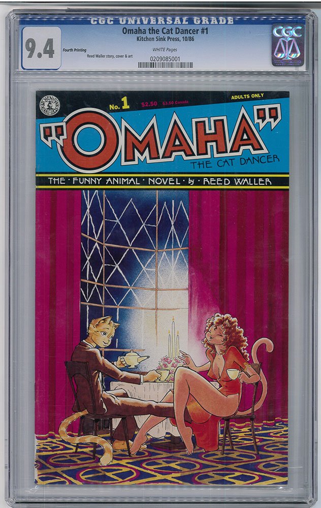 Omaha The Cat Dancer 1986 Kitchen Sink Comix CGC 9.4: This is an original copy of Omaha The Cat Dancer from 1986. Subject: "Omaha" the Cat Dancer is a