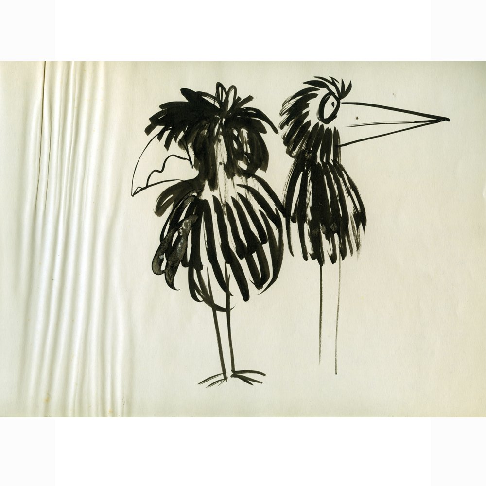 Original Bob Guccione 11.5 X 9 Sketch "The Crows": This is an original watercolor sketch by Bob Guccione, "The Crows" measuring 11 1/2 by 9 inches. Artist: