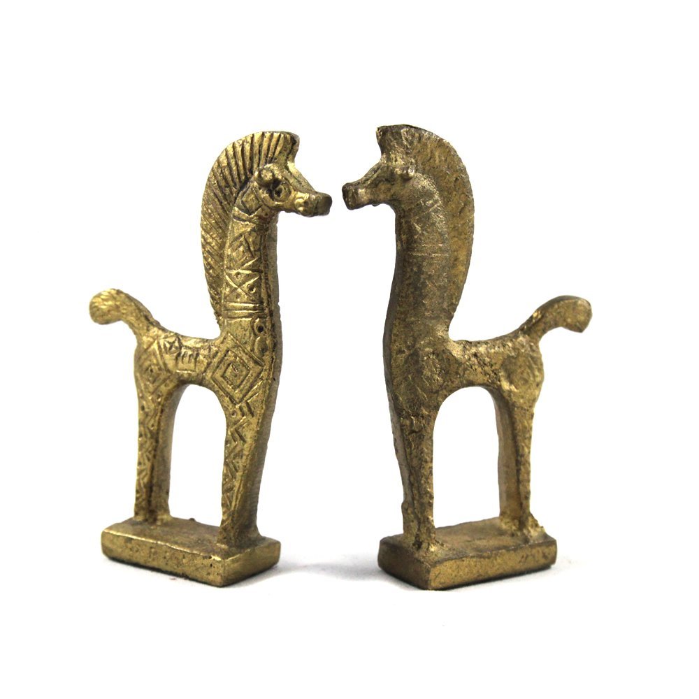 Bob Guccione's Vintage Pair of Brass Zebra Bookends: Bob Guccione's vintage pair of brass zebra bookends. Medium: Brass <!