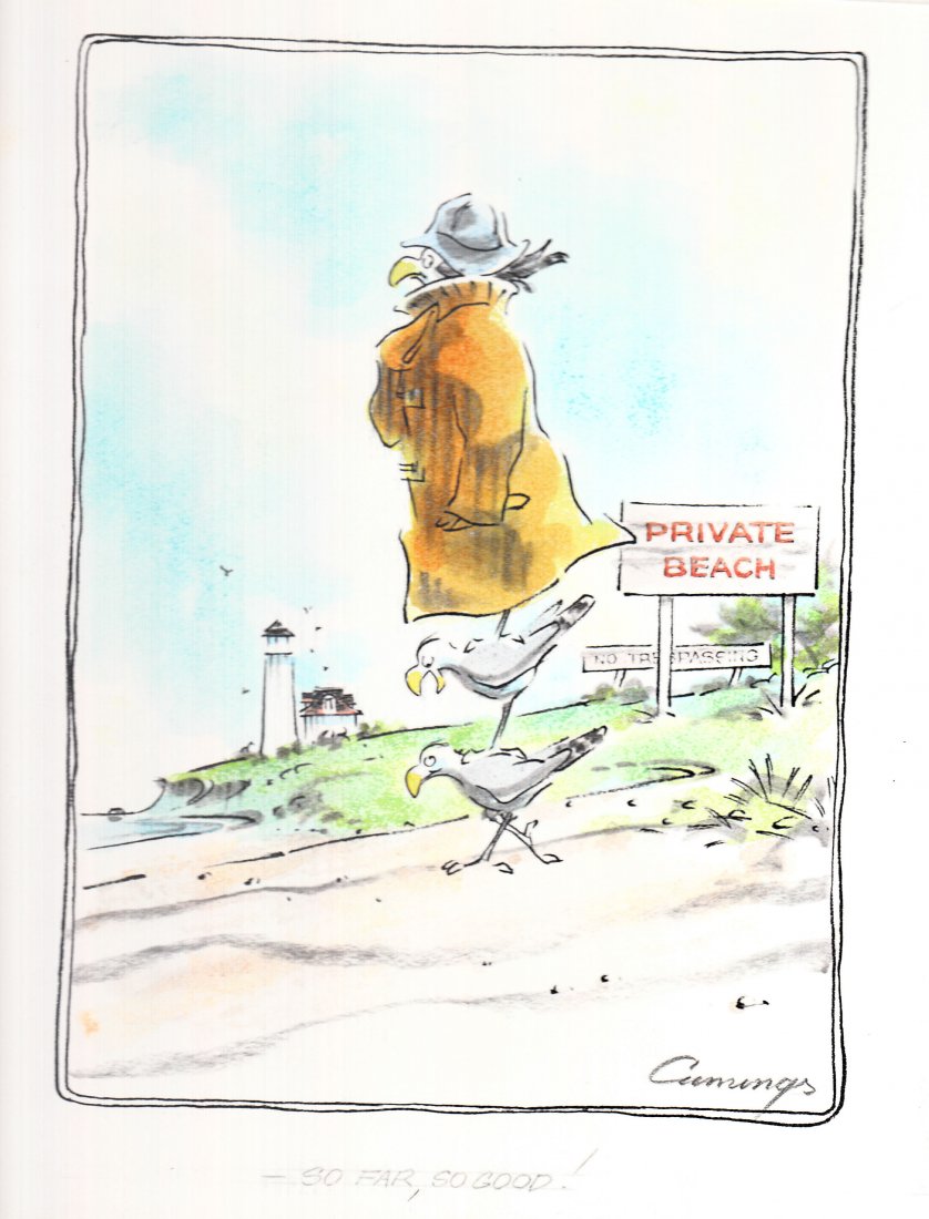 Art Cummings Penthouse Pub 17x8 Pen & Ink Illustration: An original illustration by Arthur Cummings, "So Far, So Good" measures 9 1/4 by 12 1/2 inches. Artist: Fr