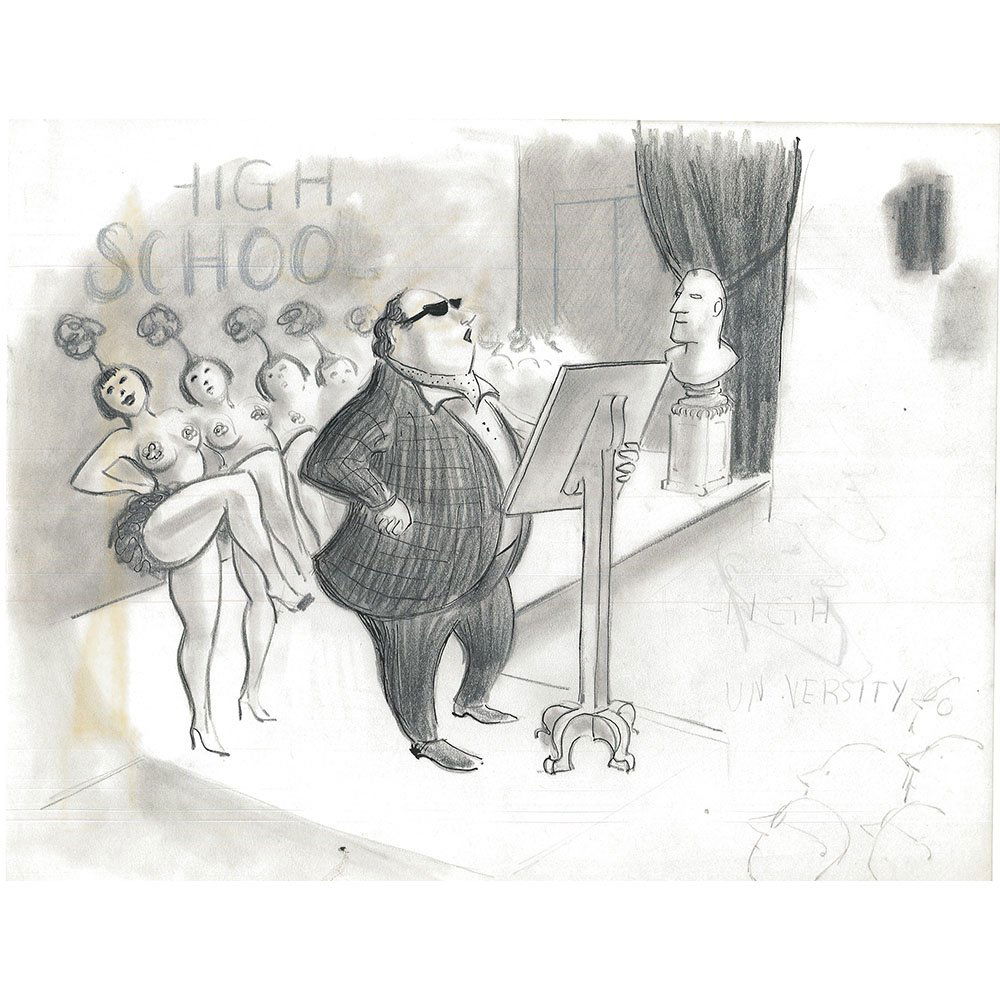 Original Bob Guccione 14x11 Sketch "Talent Show": This is an original pencil sketch done by Bob Guccione, "Talent Show" measuring 14 by 11 inches. Artist: