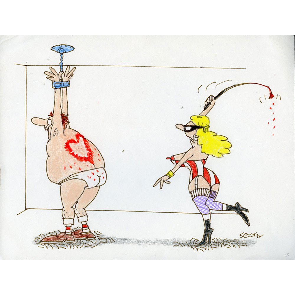 Original Signed Scotty 8.5X11 Cartoon "Love it Rough": This is an Original "Love it Rough" signed by Scotty from the Filthy Gorgeous Media cartoon collection. Measuring 8 1/2 by 11 inches.