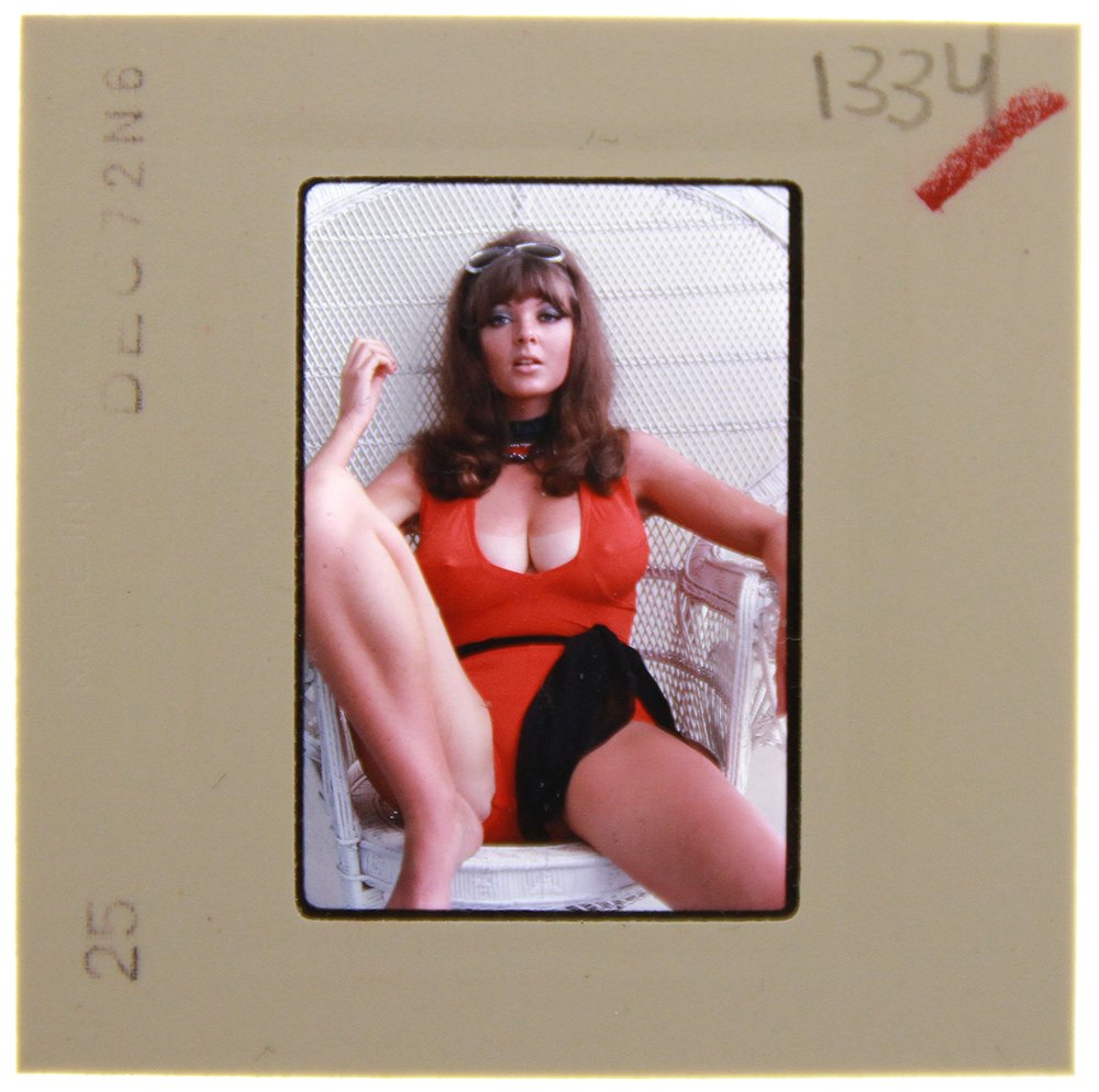Original 35mm Avril Lund 1972 by Bob Guccione: Original 35mm slide of Avril Lund taken in 1972 by photographer Bob Guccione Model: Avril Lund was