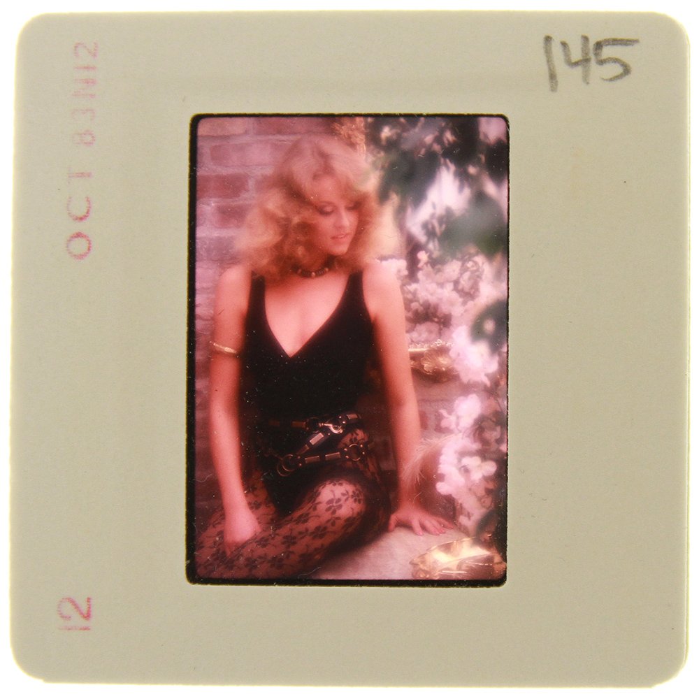 Original 35mm Delia Impey 1985 By Bob Guccione: Original nude, erotic, 35mm slide features Delia Impey taken by Bob Guccione in 1985. Print and/or markings on the slide mount are original.