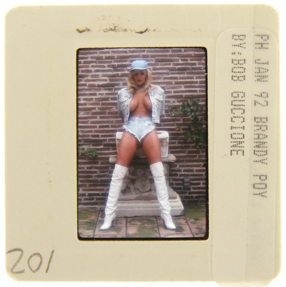 Original 35mm Brandy Ledford 1992 by Bob Guccione: Original nude, erotic, 35mm slide features Brandy Ledford taken by Bob Guccione in 1992. Print and/or markings on the slide mount are original.