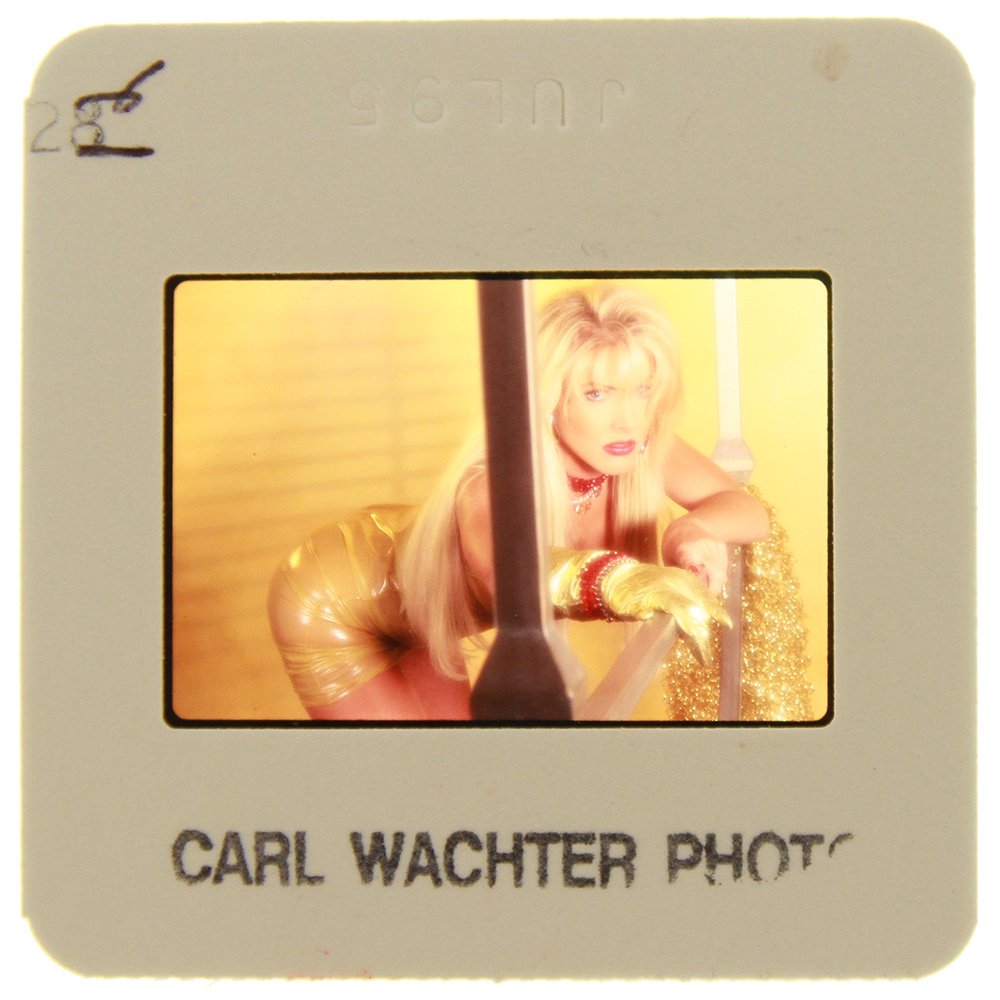 Original 35mm Lisa Gayle 1995 By Carl Wachter: Original nude, erotic, 35mm slide features Lisa Gayle taken Carl Wachter in 1995. Print and/or markings on the slide mount are original.