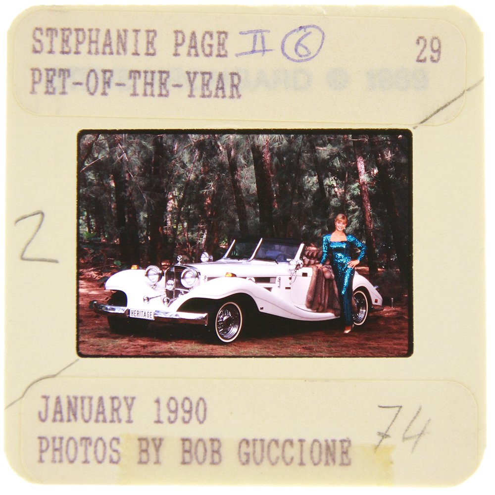 Original 35mm Stephanie Page 1989 By Bob Guccione: Original nude, erotic, 35mm slide features Stephanie Page taken by Bob Guccione in 1989. Print and/or markings on the slide mount are original.