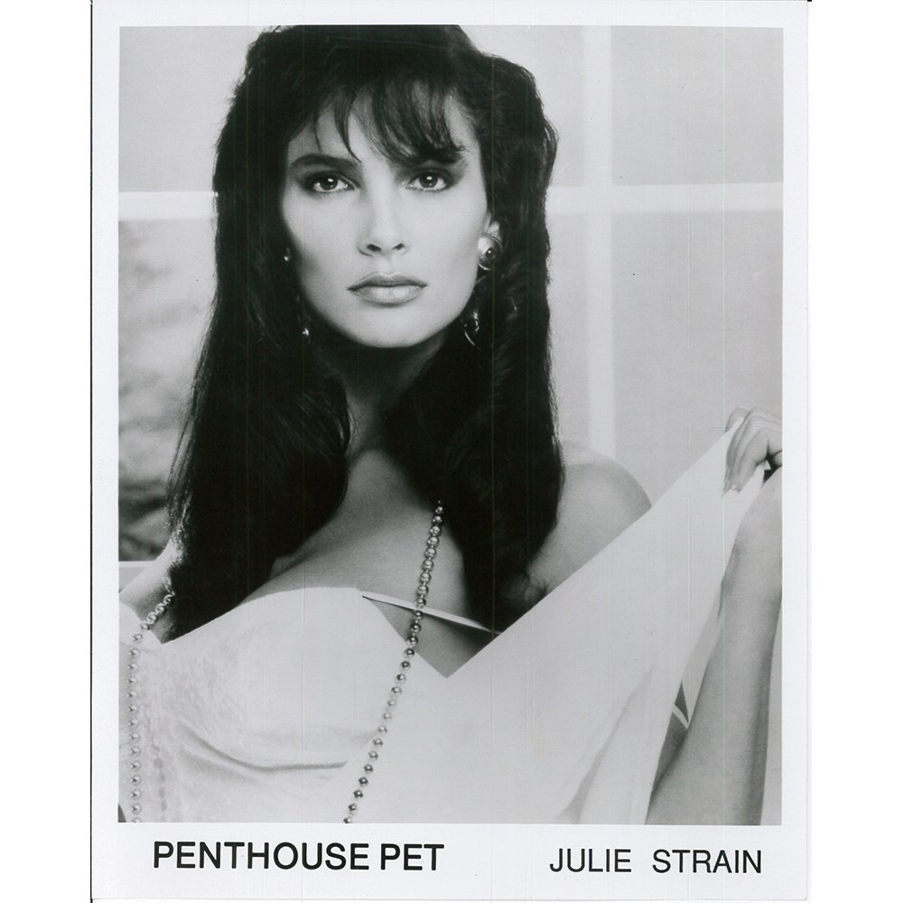 Julie Strain 8x10 B&W Penthouse Publicity Photograph: Julie Strain 8 by 10 black & white Penthouse Pet glamour publicity photograph. Model: Julie Strain is an Amer