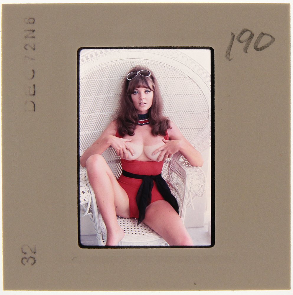 Original 35mm Avril Lund 1972 by Bob Guccione: Original 35mm slide of Avril Lund taken in 1972 by photographer Bob Guccione Model: Avril Lund was