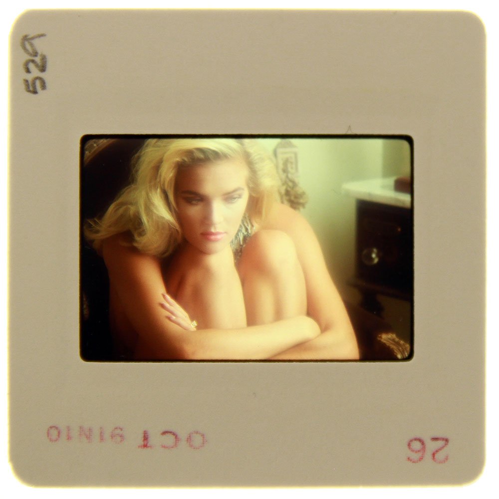 Original 35mm Brandy Ledford 1992 by Bob Guccione: Original nude, erotic, 35mm slide features Brandy Ledford taken by Bob Guccione in 1992. Print and/or markings on the slide mount are original.