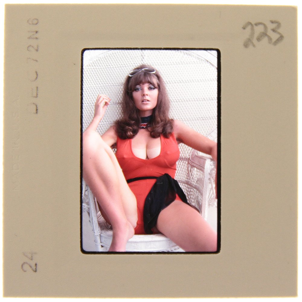 Original 35mm Avril Lund 1972 by Bob Guccione: Original 35mm slide of Avril Lund taken in 1972 by photographer Bob Guccione Model: Avril Lund was