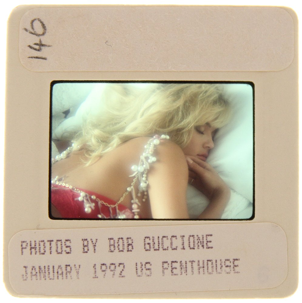 Original 35mm Brandy Ledford 1992 by Bob Guccione: Original nude, erotic, 35mm slide features Brandy Ledford taken by Bob Guccione in 1992. Print and/or markings on the slide mount are original.