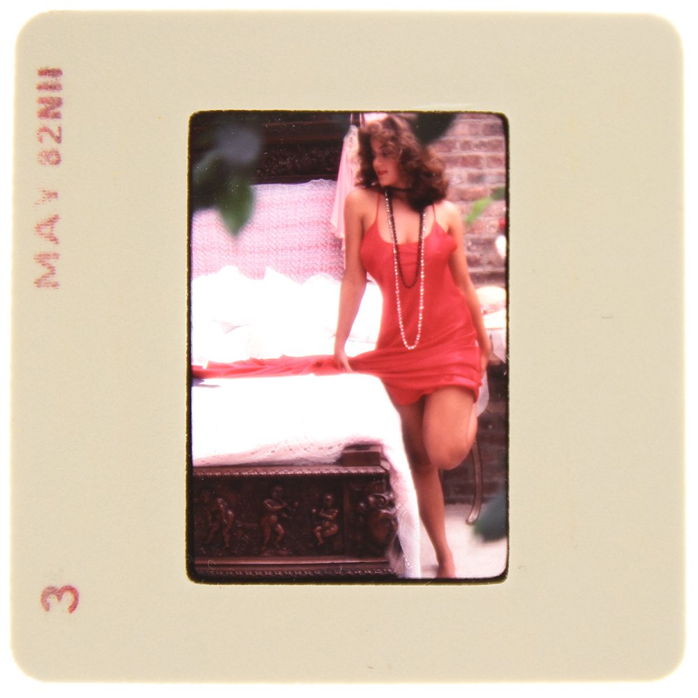 Original 35mm Carmen Pope 1982 By Bob Guccione: Original nude, erotic, 35mm slide features Carmen Pope taken by Bob Guccione in 1982. Print and/or markings on the slide mount are original.