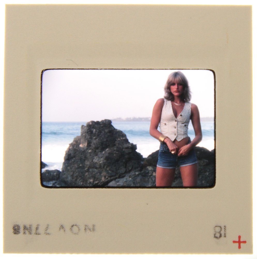 Original 35mm Jane Hargrave 1976 By Bob Guccione: Original nude, erotic, 35mm slide features Jane Hargrave taken by Bob Guccione in 1976. Print and/or markings on the slide mount are original.