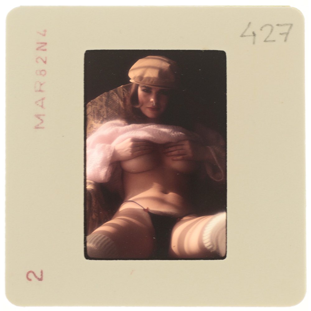 Original 35mm Lee Ann Lee 1982 By Bob Guccione: Original nude, erotic, 35mm slide features Lee Ann Lee taken by Bob Guccione in 1982. Print and/or markings on the slide mount are original.