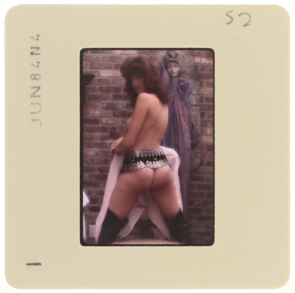 Original 35mm Nina Lee 1984 by Bob Guccione: Original nude, erotic, 35mm slide features "Nina Lee." It was taken by Bob Guccione in 1984. Print and/or markings on the slide mount are original.