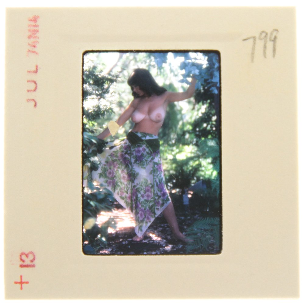 Original 35mm Avril Lund 1974 By Bob Guccione: Original nude, erotic, 35mm slide features Avril Lund taken by Bob Guccione in 1974. Print and/or markings on the slide mount are original.